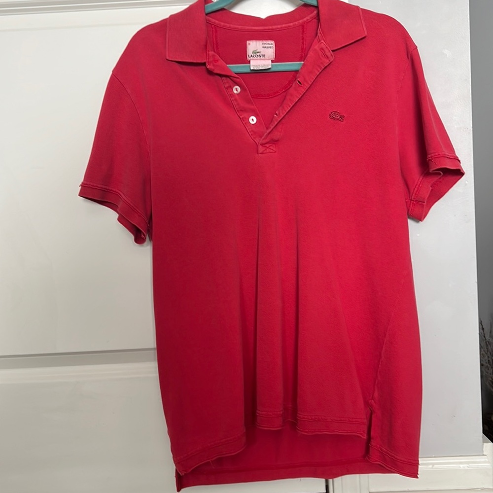 Men's red Lacoste vintage washed polo